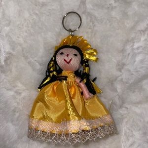 Authentic Mexican Muñeca de trapo yellow key chain